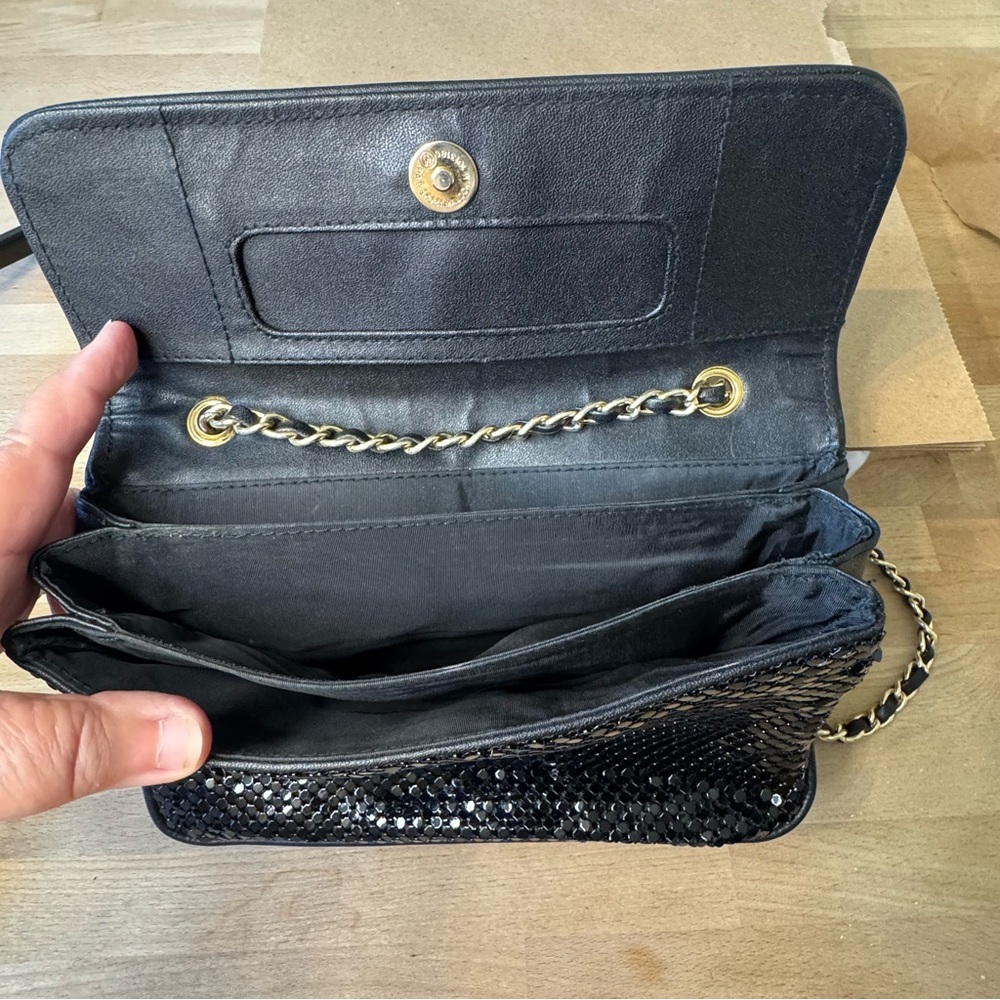 Whiting & Davis Black Mesh Women’s Crossbody Shoulder Bag With Chain Strap - Picture 8 of 16